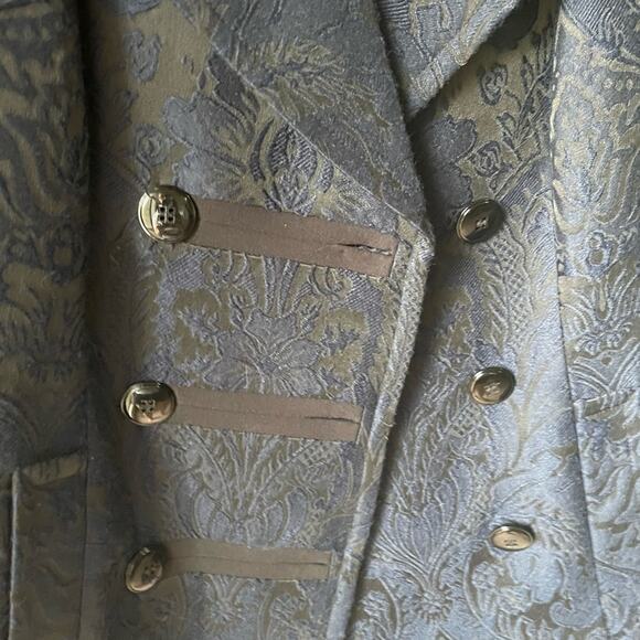Y2K Blue brocade peacoat retro - Picture 7 of 10